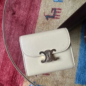 Celine yellow Leather Wallet with Gold Clasp